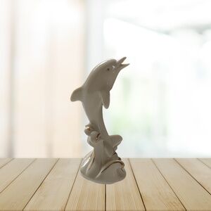 Lenox Dolphin Figurine Ocean Waves Nautical Fish 24kt Gold Trim Porpoise 4"